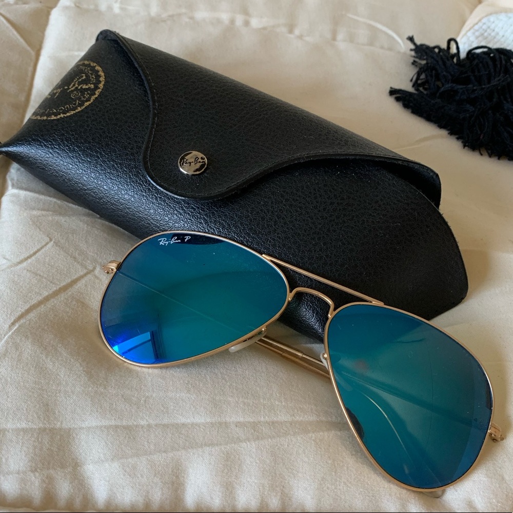 Ray Ban Polarized Aviators - Blue Lens